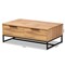 Baxton Studio Franklin Modern Oak Brown Finished Wood and Black Finished Metal 2-Drawer Coffee Table 180-11208-Zoro - alternate 8